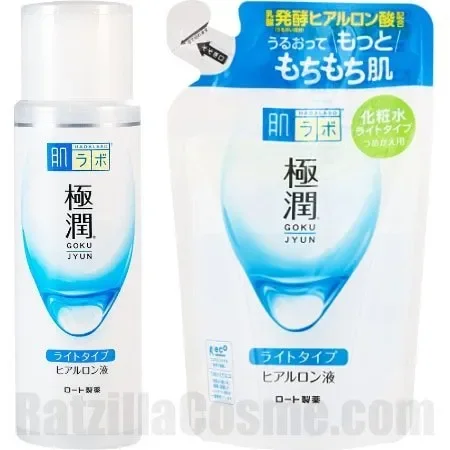 ROHTO Hada-Labo Gokujyun Hyaluronic Acid Lotion Light (2020 Formula), Japanese hydrating toner with refill